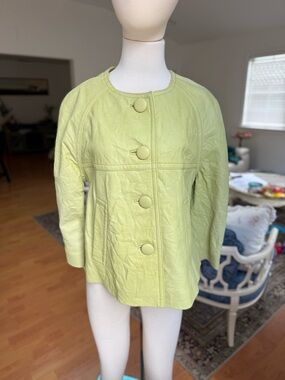 Catherine Malandrino Light Green Leather Button-Front Jacket